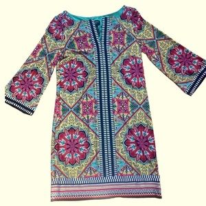 Laundry by Shelli Segal Multicolor Shift Dress 3/4 Sleeve Size 6